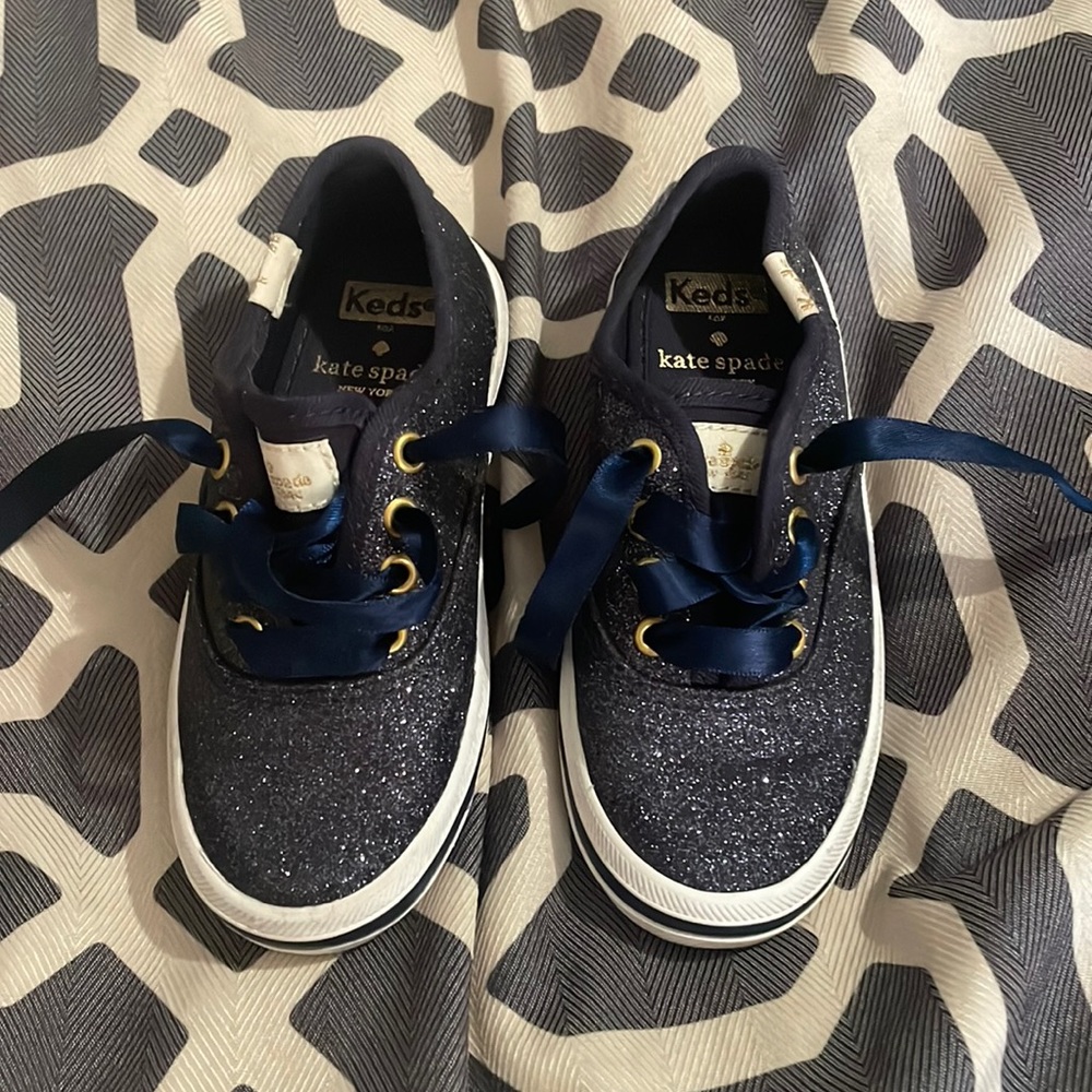 Girls Navy Blue Glitter Keds/Kate Spade Sneakers - Like New - Size 8